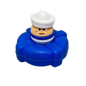 Vintage Toddle Tots Little Tikes Navy Sailor Figure Toy With Blue Raft